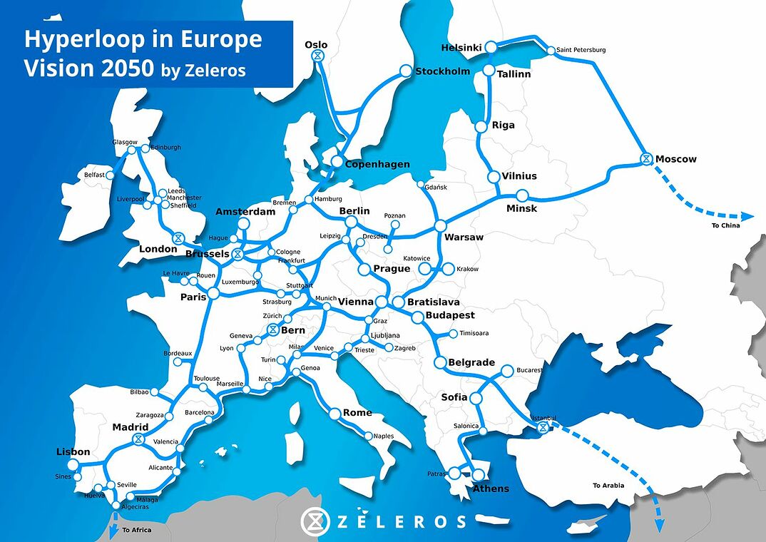 Zeleros´ Plan für ein europäisches Hyperloop-Netz