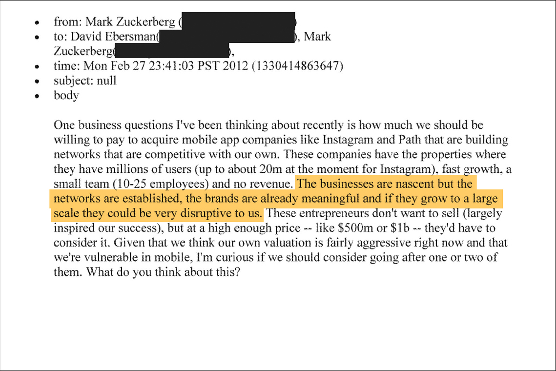 Screenshot Zuckerberg E-Mail