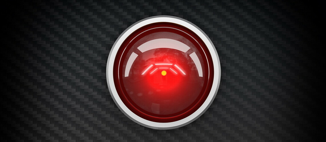 Das rote Kameraauge von HAL 9000 aus dem Science-Fiction-Film 2001: Odysee im Weltraum